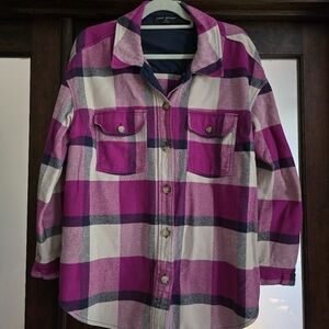 Lane Bryant Fuchsia & Navy Plaid Shacket